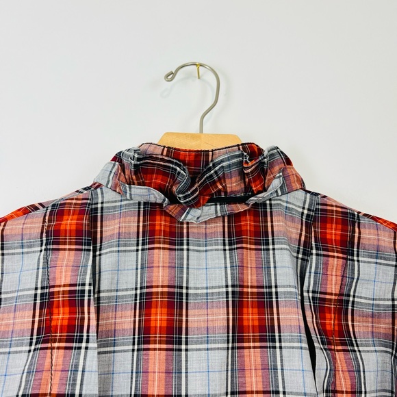 Mulberry Red and Blue Tartan Check Ruffle Front Classic Cotton Shirt UK 16 - Picture 9 of 13